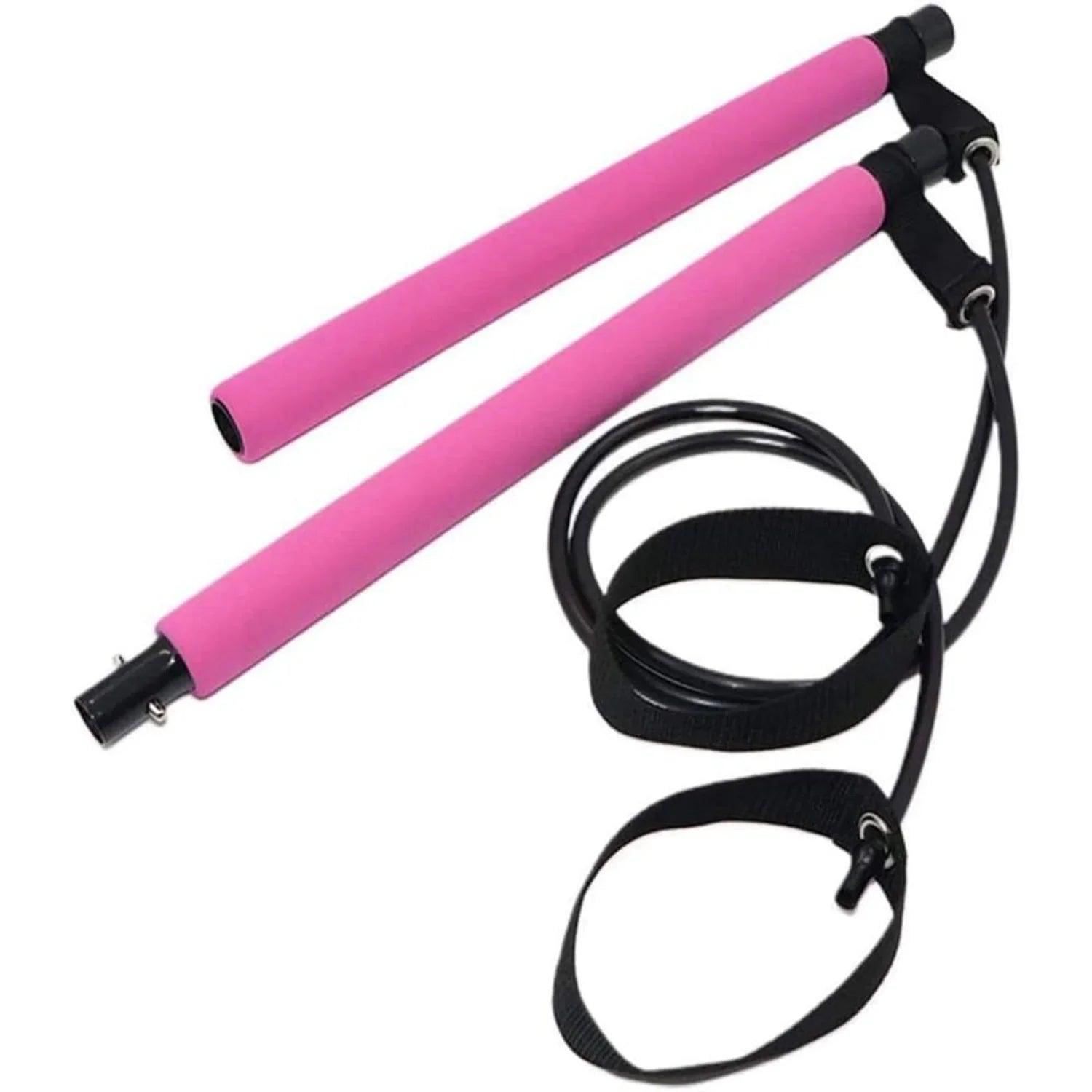 Pilates Stick, Adjustable Exercise Bar for Home Training, Yoga, Stretching & Toning, Portable Exercise Bar with Elastic Bands